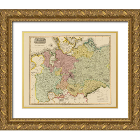 North of the Mayne Germany - Thomson 1827 Gold Ornate Wood Framed Art Print with Double Matting by Thomson