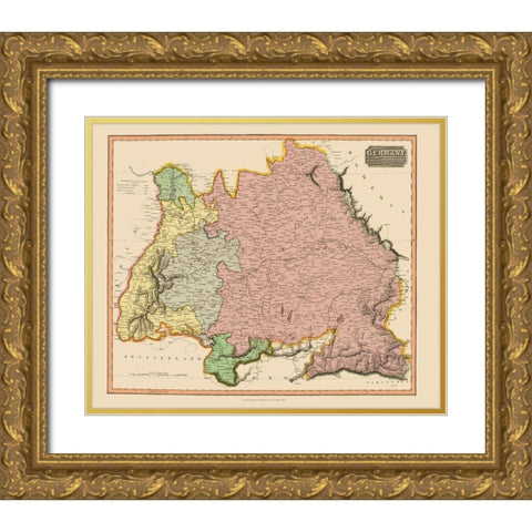 South of the Mayne Germany - Thomson 1816 Gold Ornate Wood Framed Art Print with Double Matting by Thomson