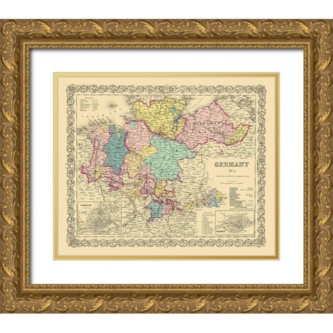 Germany 1 - Colton 1855 Gold Ornate Wood Framed Art Print with Double Matting by Colton
