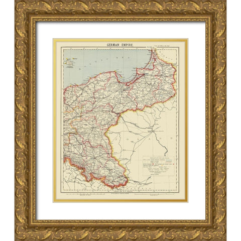 German Empire 2 Germany - Letts 1883 Gold Ornate Wood Framed Art Print with Double Matting by Letts