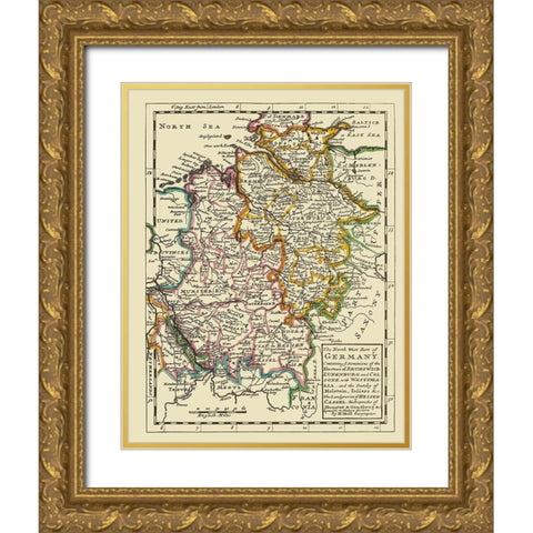 Northwest Germany - Bowles 1883 Gold Ornate Wood Framed Art Print with Double Matting by Bowles