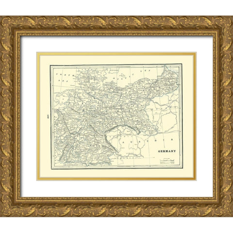Germany - Rathbun 1893 Gold Ornate Wood Framed Art Print with Double Matting by Rathbun