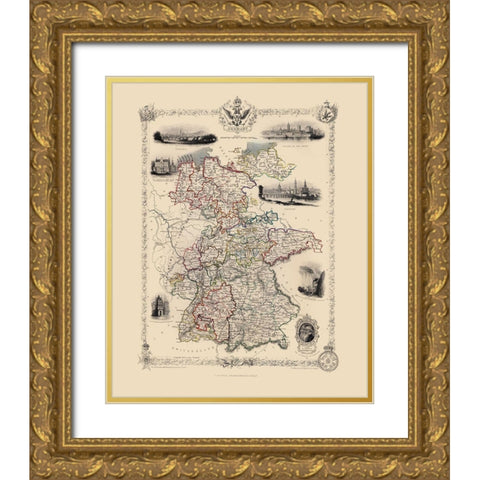 Germany - Tallis 1851 Gold Ornate Wood Framed Art Print with Double Matting by Tallis