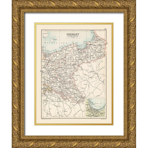 Eastern Germany - Bartholomew 1892 Gold Ornate Wood Framed Art Print with Double Matting by Bartholomew
