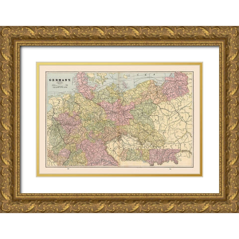 Germany - Cram 1888 Gold Ornate Wood Framed Art Print with Double Matting by Cram