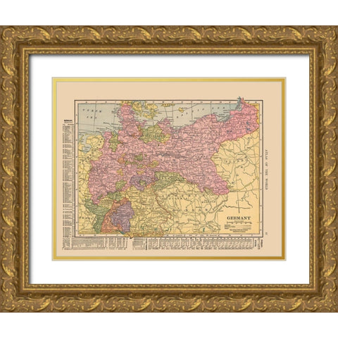 Germany - Hammond 1910 Gold Ornate Wood Framed Art Print with Double Matting by Hammond