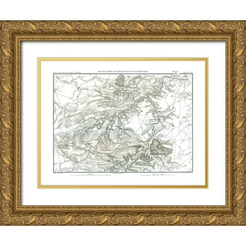 Battles of Jena and Auerstedt Gold Ornate Wood Framed Art Print with Double Matting by Unknown