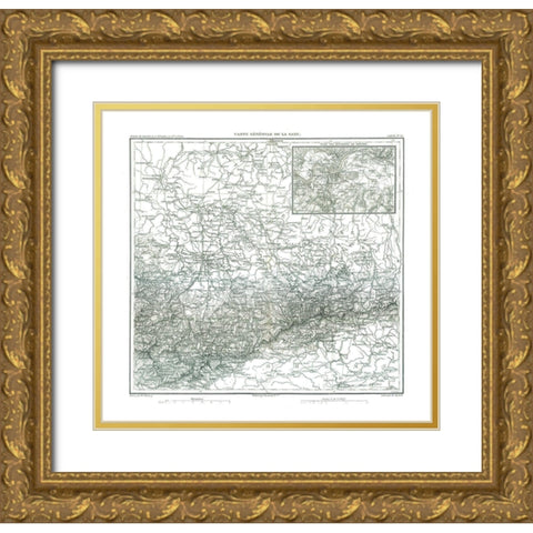 Saxe Germany - Thiers 1866 Gold Ornate Wood Framed Art Print with Double Matting by Thiers