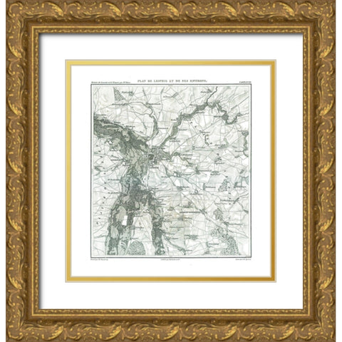 Leipzig Germany - Thiers 1866 Gold Ornate Wood Framed Art Print with Double Matting by Thiers