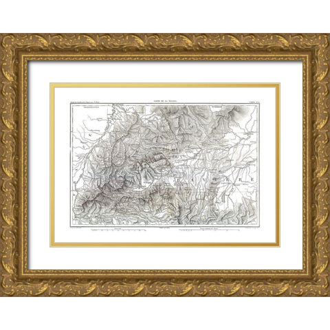 Swabia Germany - Thiers 1866 Gold Ornate Wood Framed Art Print with Double Matting by Thiers