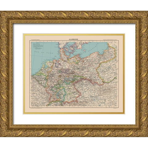 Germany - Schrader 1908 Gold Ornate Wood Framed Art Print with Double Matting by Schrader