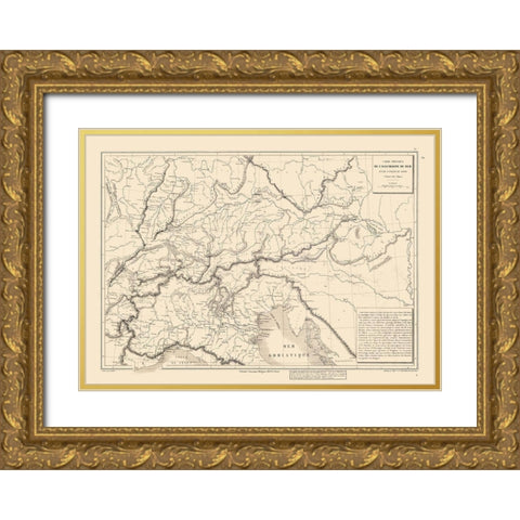 South Germany North Italy - Drioux 1882 Gold Ornate Wood Framed Art Print with Double Matting by Drioux