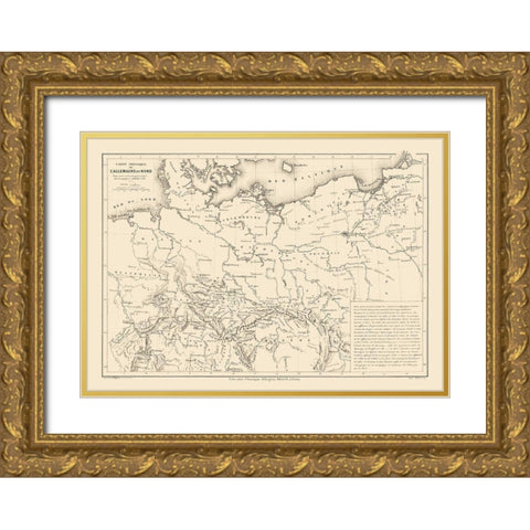Physical North Germany - Drioux 1882 Gold Ornate Wood Framed Art Print with Double Matting by Drioux