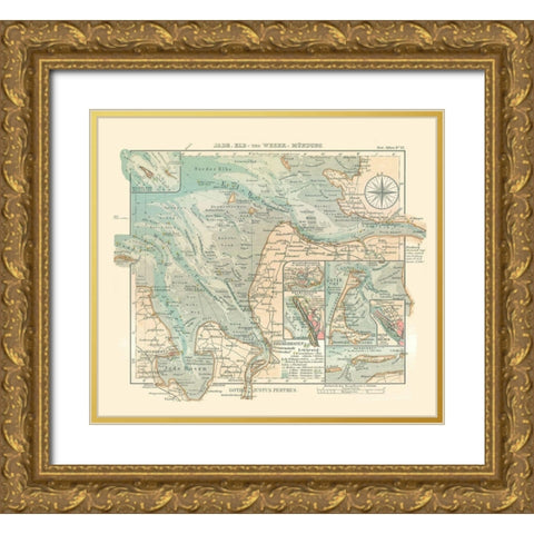 Jade Bight Elbe Weser Germany - Perthes 1914 Gold Ornate Wood Framed Art Print with Double Matting by Perthes