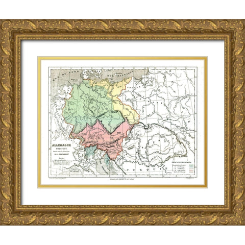 Physical Germany - Cortambert 1880 Gold Ornate Wood Framed Art Print with Double Matting by Cortambert