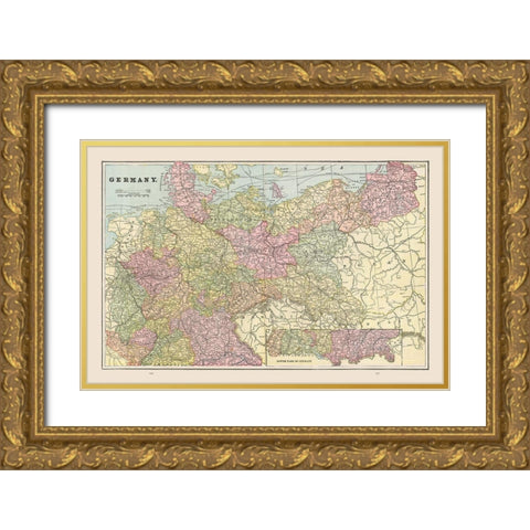 Germany - Cram 1892 Gold Ornate Wood Framed Art Print with Double Matting by Cram