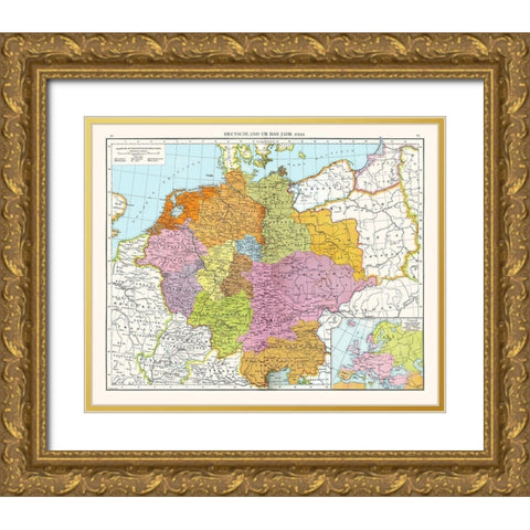 Germany 1000 - Droysen 1886 Gold Ornate Wood Framed Art Print with Double Matting by Droysen