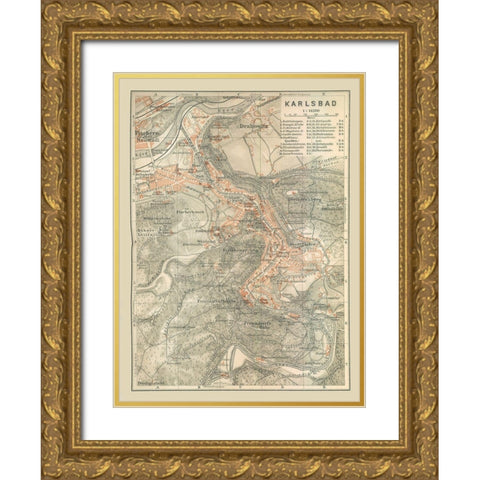 Karlsbad Germany - Baedeker 1910 Gold Ornate Wood Framed Art Print with Double Matting by Baedeker