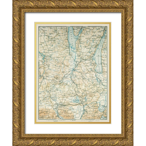 South Germany - Baedeker 1914 Gold Ornate Wood Framed Art Print with Double Matting by Baedeker