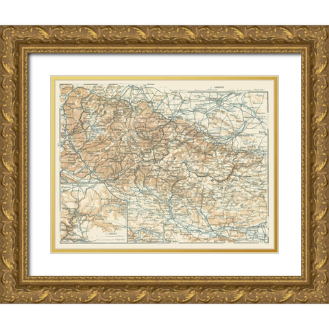 Ober Harz Unter Harz Germany - Baedeker 1914 Gold Ornate Wood Framed Art Print with Double Matting by Baedeker