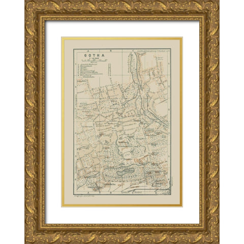 Gotha Germany - Baedeker 1914 Gold Ornate Wood Framed Art Print with Double Matting by Baedeker