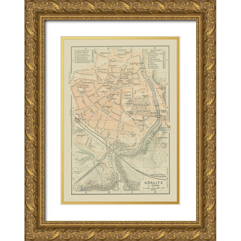 Gorlitz Germany - Baedeker 1914 Gold Ornate Wood Framed Art Print with Double Matting by Baedeker