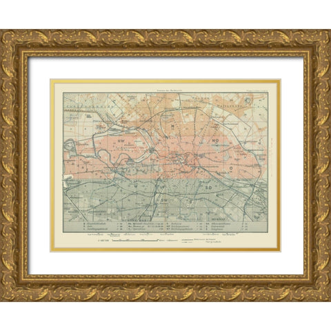 Cities Near Berlin Germany - Baedeker 1914 Gold Ornate Wood Framed Art Print with Double Matting by Baedeker