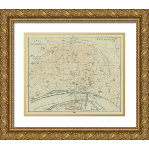 Cologne Germany - Baedeker 1914 Gold Ornate Wood Framed Art Print with Double Matting by Baedeker