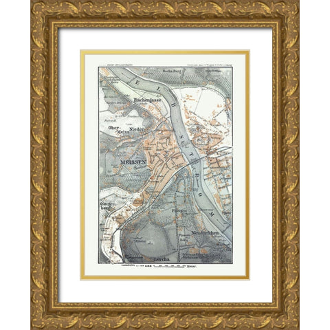 Free State of Saxony Germany - Baedeker 1914 Gold Ornate Wood Framed Art Print with Double Matting by Baedeker