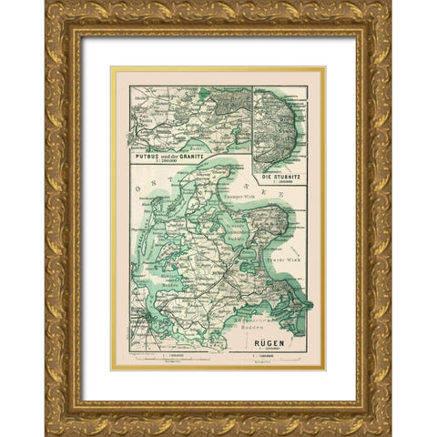 Rugen Island Germany - Baedeker 1914 Gold Ornate Wood Framed Art Print with Double Matting by Baedeker