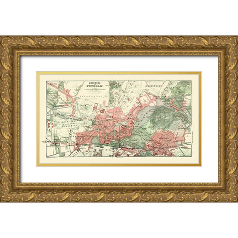 Potsdam Surroundings Germany - Baedeker 1914 Gold Ornate Wood Framed Art Print with Double Matting by Baedeker