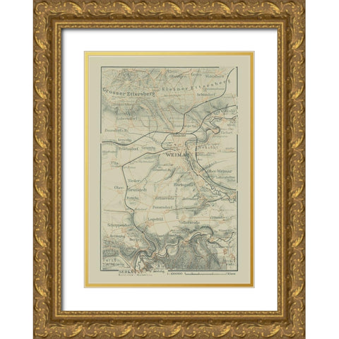 Weimar Surroundings Germany - Baedeker 1914 Gold Ornate Wood Framed Art Print with Double Matting by Baedeker