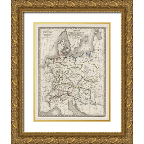 Ancient Germany - Monin 1839 Gold Ornate Wood Framed Art Print with Double Matting by Monin