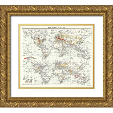 Global Barley Millet Sago - Bartholomew 1907 Gold Ornate Wood Framed Art Print with Double Matting by Bartholomew