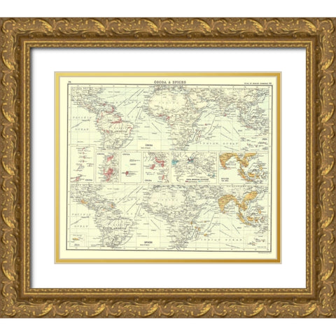 Global Cocoa Spices - Bartholomew 1907 Gold Ornate Wood Framed Art Print with Double Matting by Bartholomew