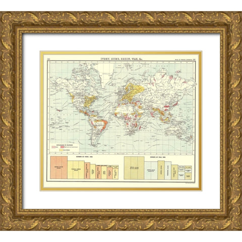 Global Ivory Gums Resin Wax - Bartholomew 1907 Gold Ornate Wood Framed Art Print with Double Matting by Bartholomew