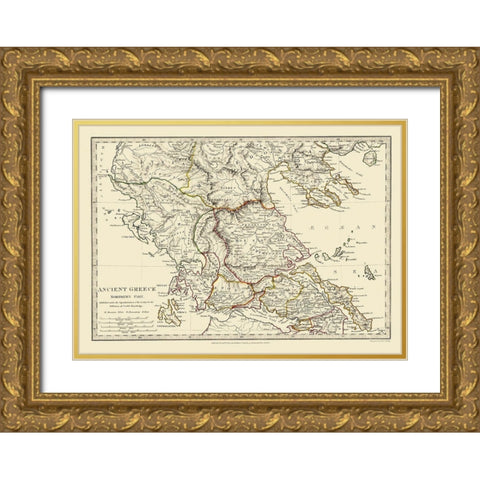 Ancient Northern Greece - Chapman 1829 Gold Ornate Wood Framed Art Print with Double Matting by Chapman