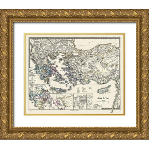 Doric Migration Greece - Spruner 1865 Gold Ornate Wood Framed Art Print with Double Matting by Spruner