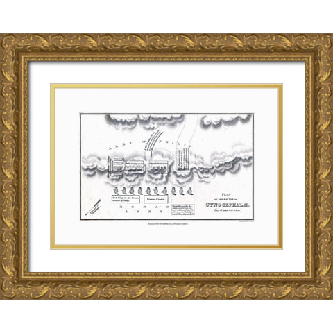 Battle of Cynocephalae - Greece - Oxford 1828 Gold Ornate Wood Framed Art Print with Double Matting by Unknown