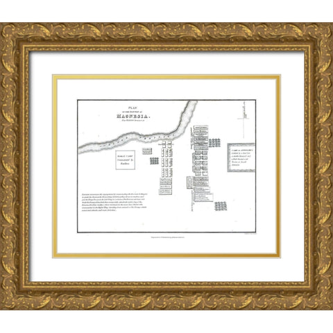 Battle of Magnesia - Greece - Oxford 1828 Gold Ornate Wood Framed Art Print with Double Matting by Unknown