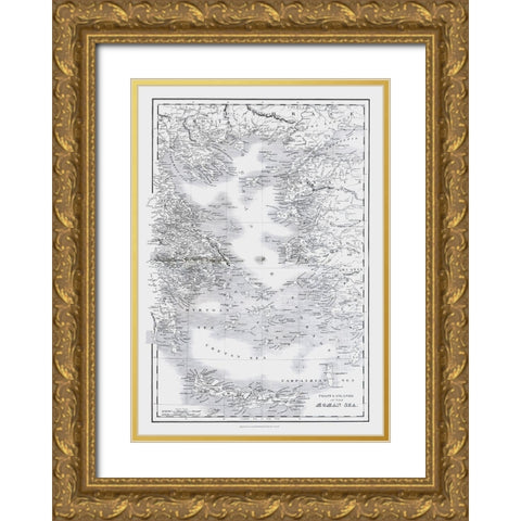 Aegaean Sea Coasts Islands Greece Turkey Gold Ornate Wood Framed Art Print with Double Matting by Oxford