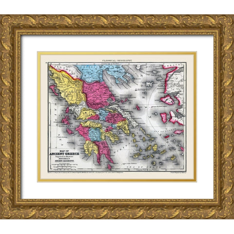 Ancient Greece - Mitchell 1844 Gold Ornate Wood Framed Art Print with Double Matting by Mitchell