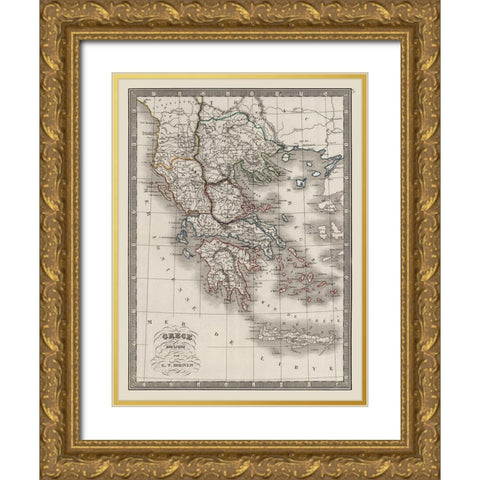 Ancient Greece - Monin 1839 Gold Ornate Wood Framed Art Print with Double Matting by Monin
