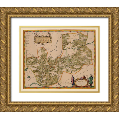 Guizhou Province China - Blaeu 1655 Gold Ornate Wood Framed Art Print with Double Matting by Blaeu