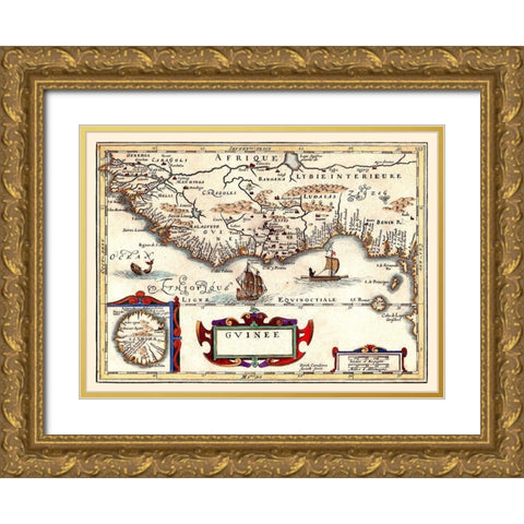 Guinea Africa - Jansson 1640 Gold Ornate Wood Framed Art Print with Double Matting by Jansson