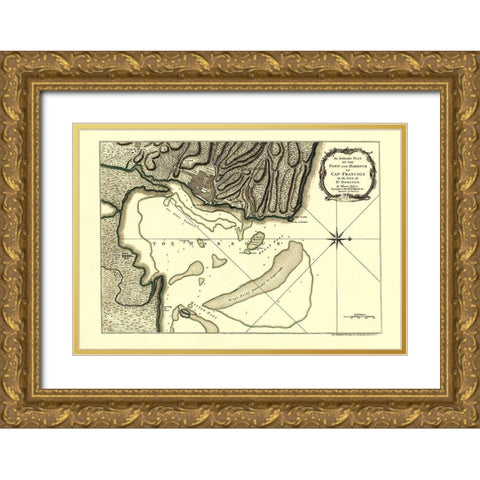 Cap Francois Isle St Domingo Dominican Rep Haiti Gold Ornate Wood Framed Art Print with Double Matting by Jeffreys