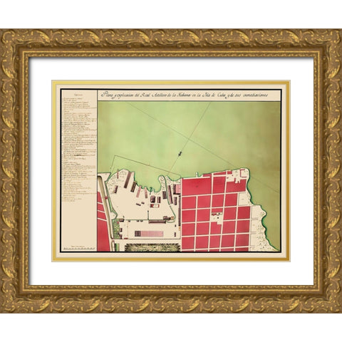 Caribbean Havana Cuba - 1700 Gold Ornate Wood Framed Art Print with Double Matting by Unknown