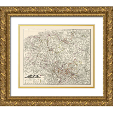 Hannover Germany - Weimar 1856 Gold Ornate Wood Framed Art Print with Double Matting by Weimar