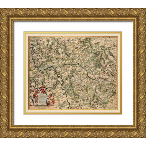 Hesse Germany - De Wit 1688 Gold Ornate Wood Framed Art Print with Double Matting by De Wit