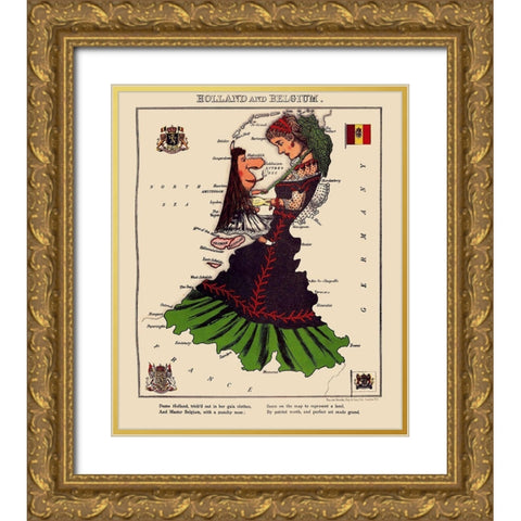 Benelux Holland Belgium - Lancaster 1869 Gold Ornate Wood Framed Art Print with Double Matting by Lancaster